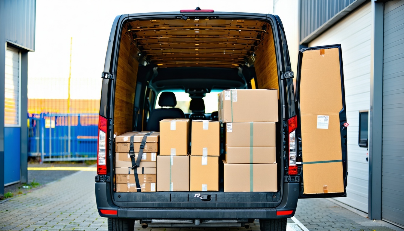 Sprinter van loaded with freight, ready for timely delivery